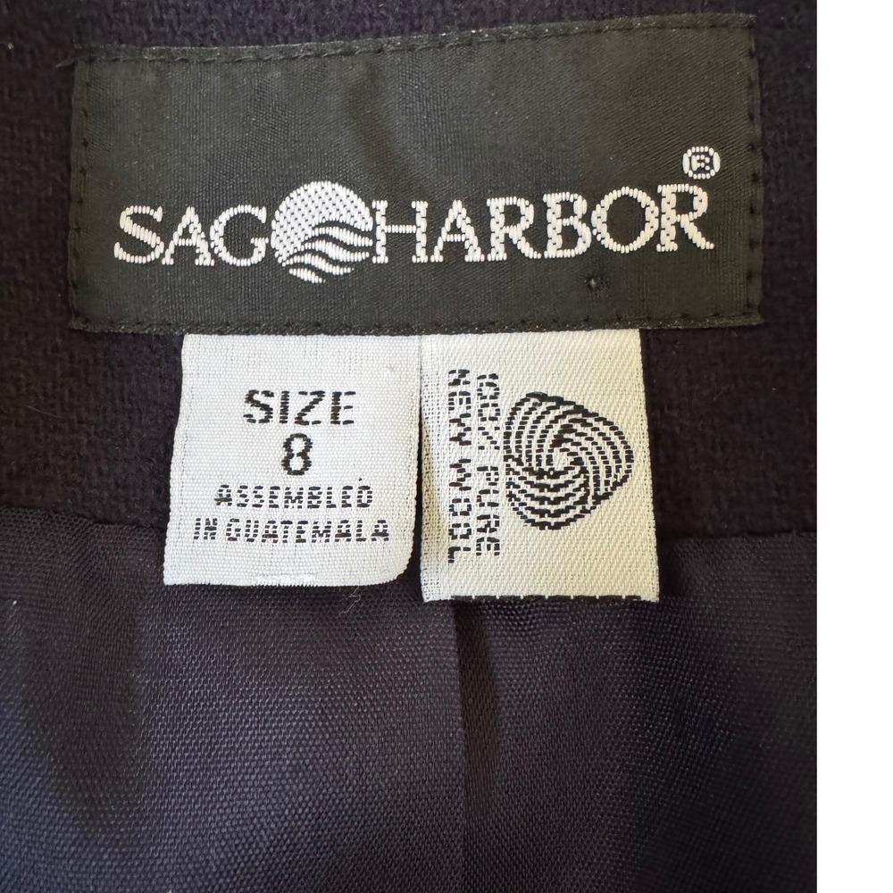 Sag Harbor Navy‎ Blue 100% Pure New Wool 3-Button Blazer Jacket Womens Size 8 - Picture 6 of 6